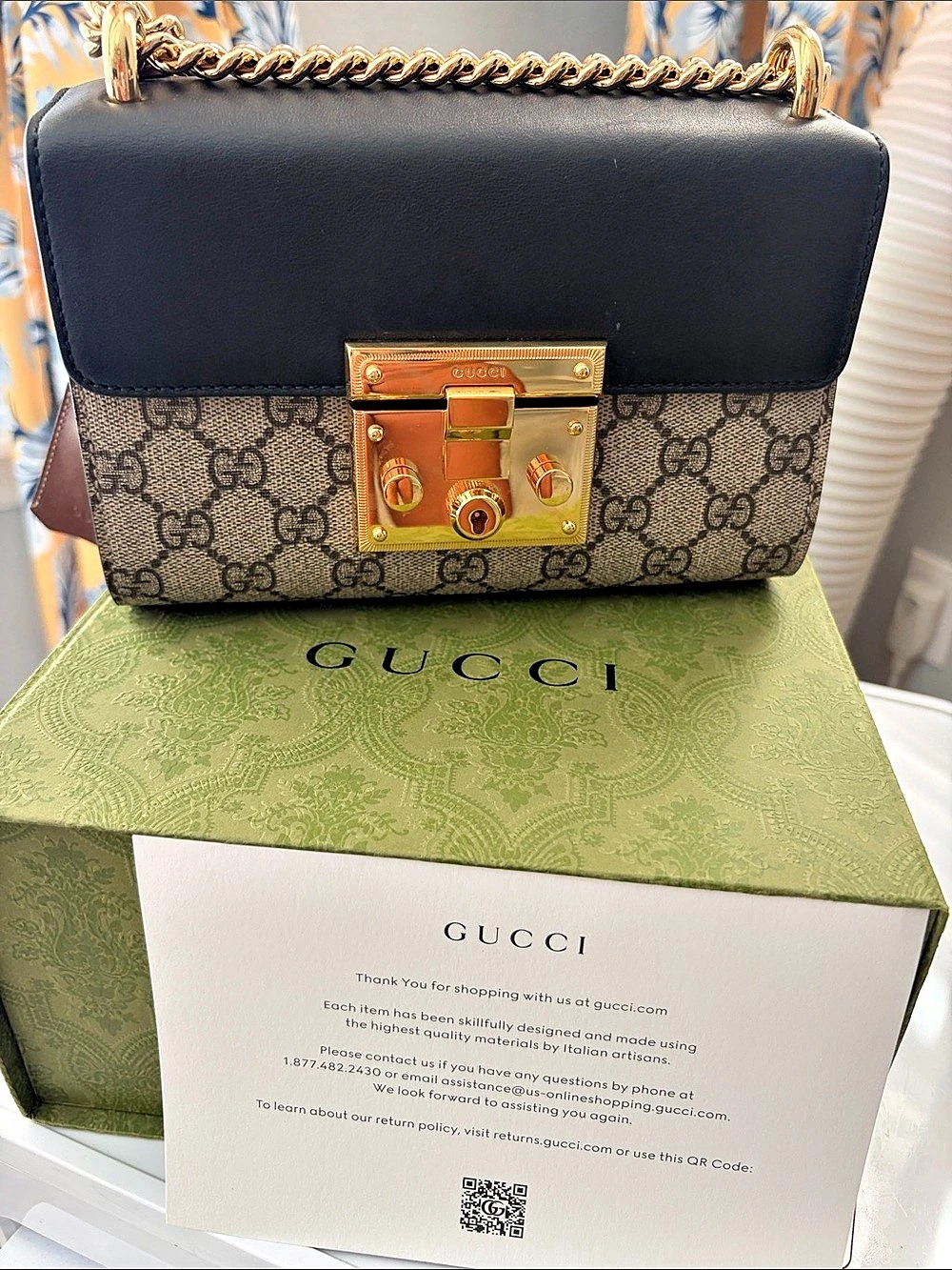 Gucci Padlock Small GG Supreme Shoulder Bag Brown & Black